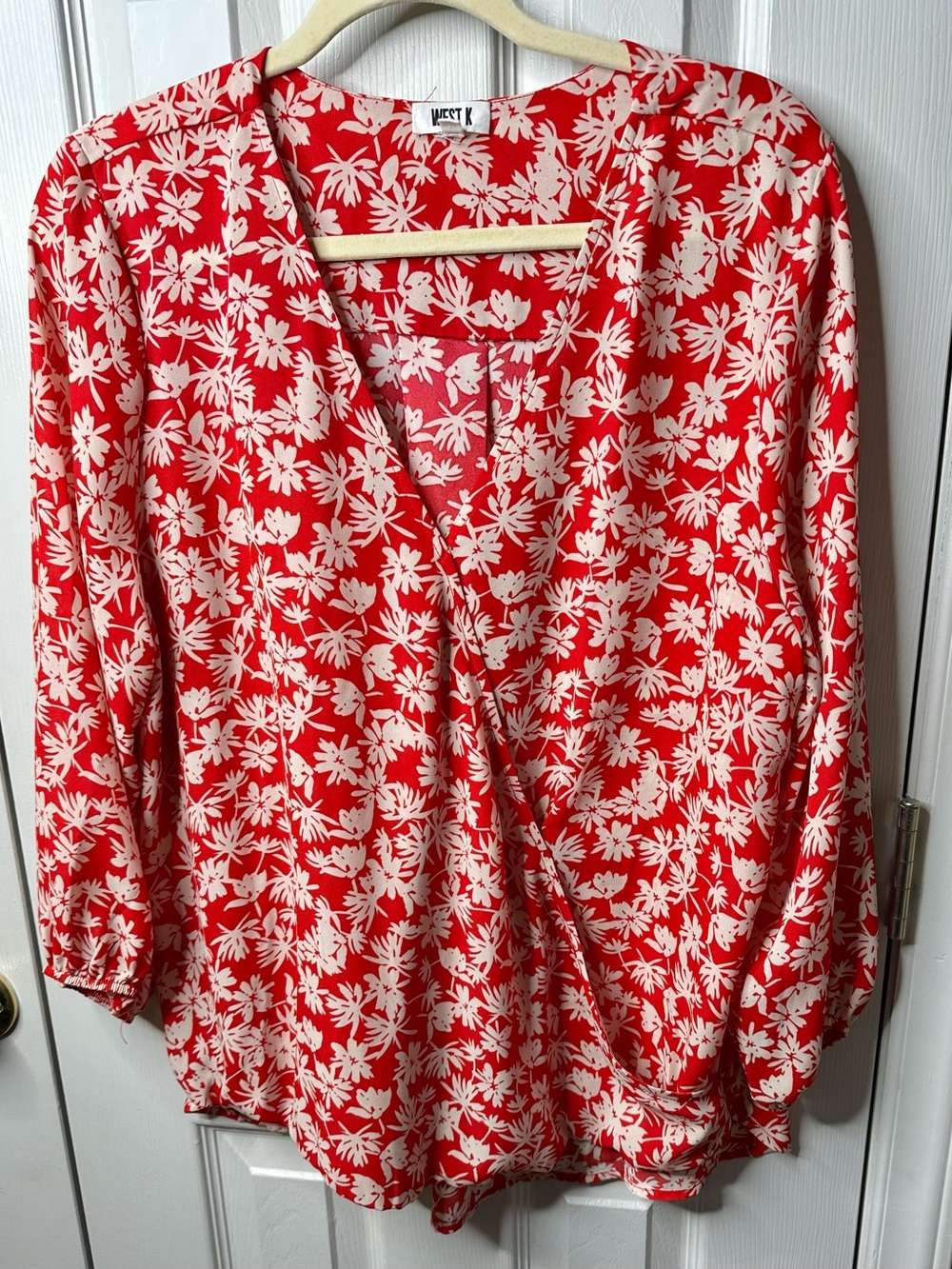 Floral Wrap-Style Blouse by MEXX - Red & Cream